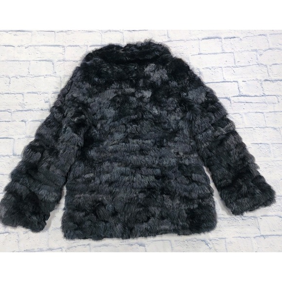 Custom WOMENS SIZE L 100% Dyed Rabbit Fur Black Jacket Lined VINTAGE 90s - Picture 14 of 16